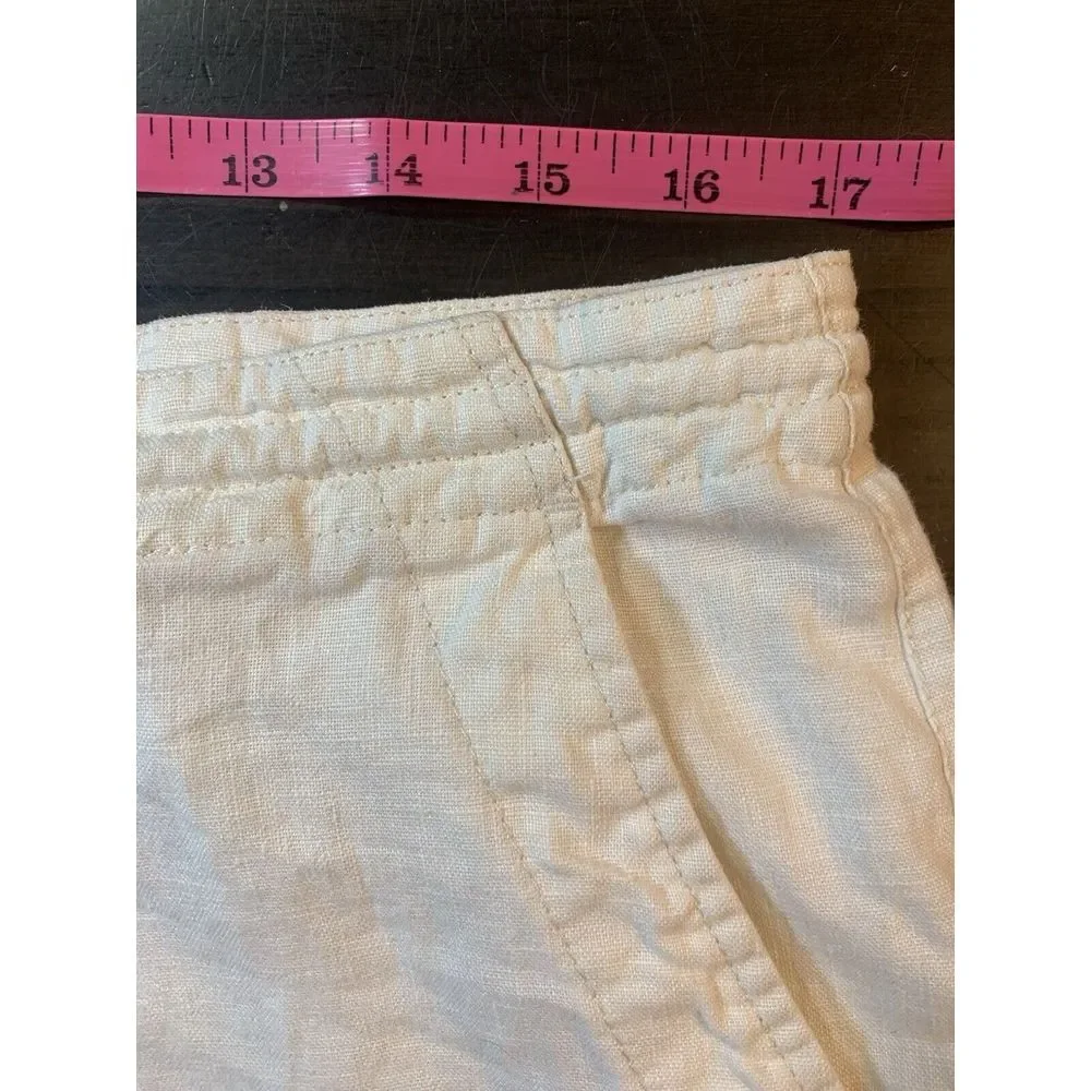 H&M‎ LOGG White Linen Blend Pants Women 33x29 Beachy Wedding Bride Resort Cruise